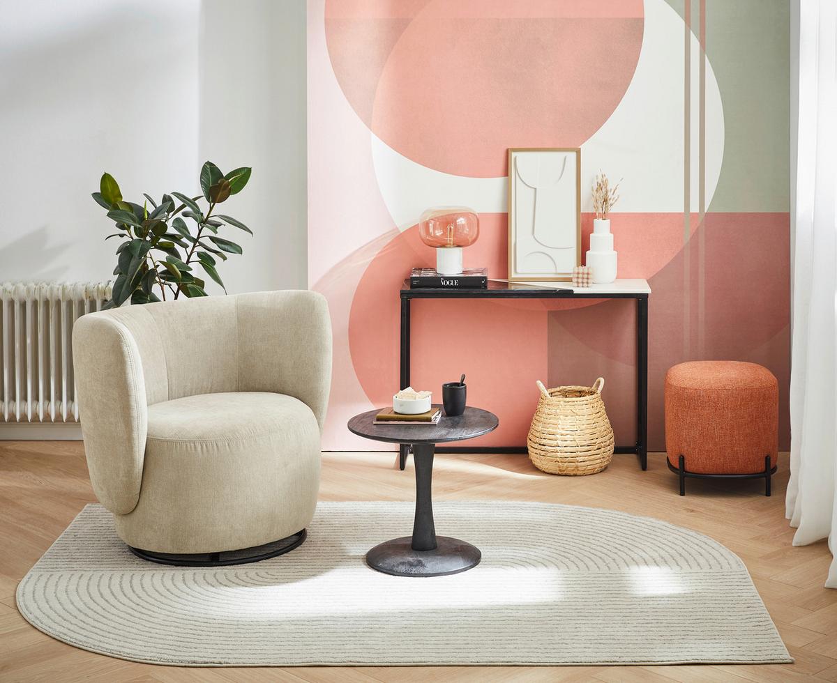 Cocktailsessel Boli Beige - Hellbraun/Beige, Design, Textil/Metall (92/80/84cm) - Livetastic