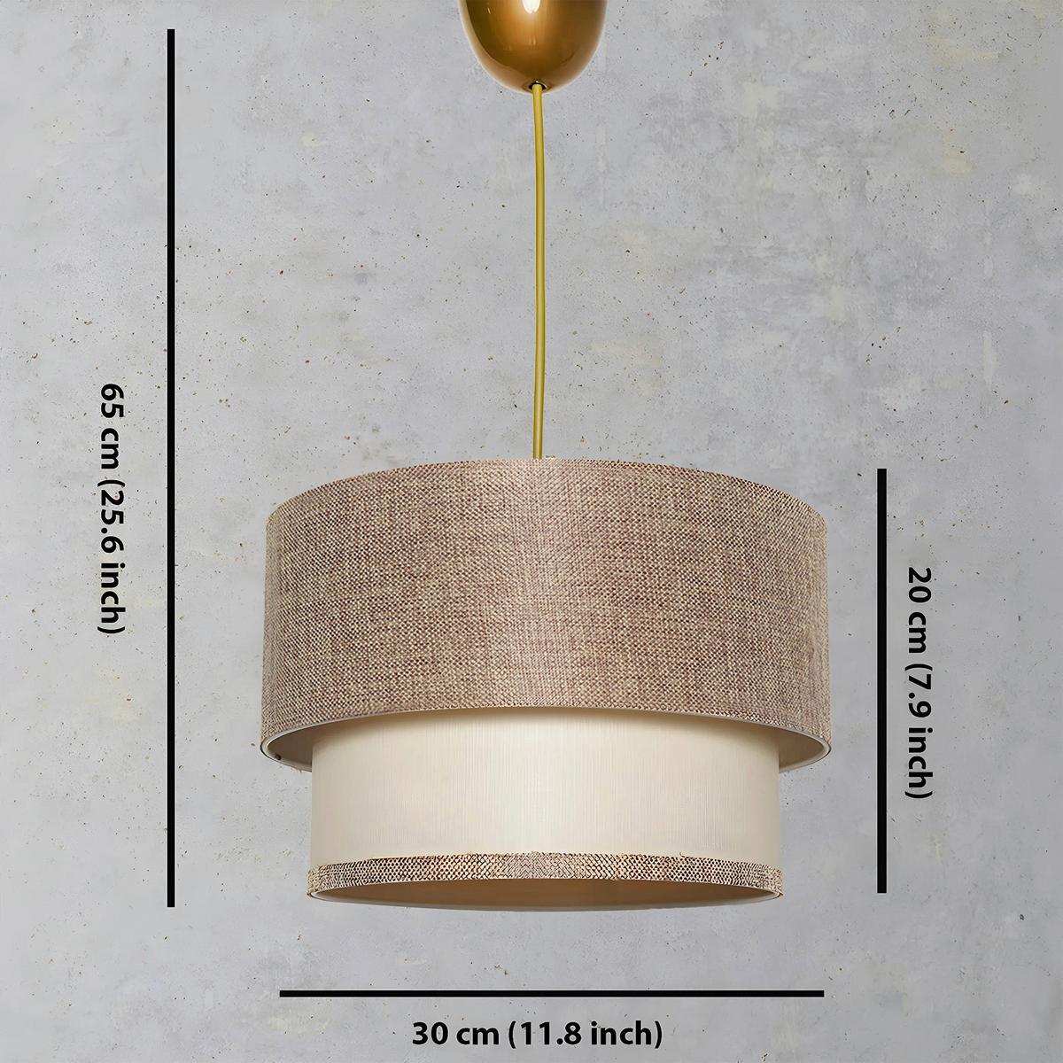 LAMPA WISZĄCA TUBOL - BEIGE - beżowy/kremowy, Design, metal/tkanina (30/65cm) - P & B