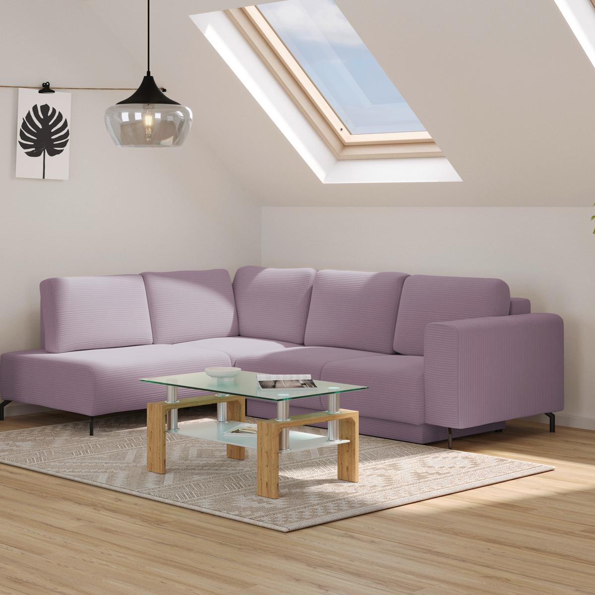 Kutna Garnitura Veni - ljubičasta/crna, Moderno, tekstil (210/272cm) - Modern Living