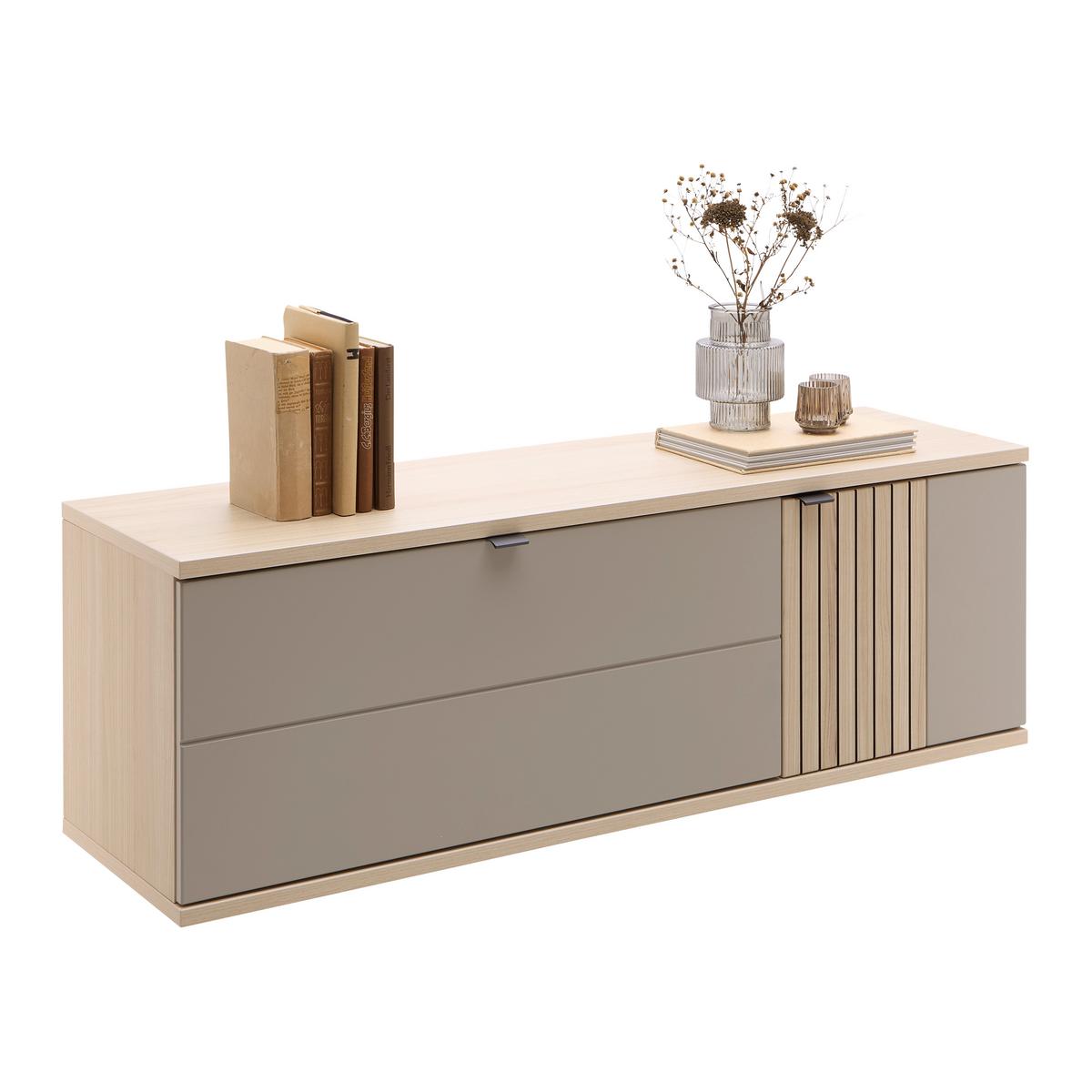 Hängeelement Pisa Taupe/Eichefarben - Taupe/Eichefarben, MODERN, Holzwerkstoff/Metall (133/43/38cm) - Mömax