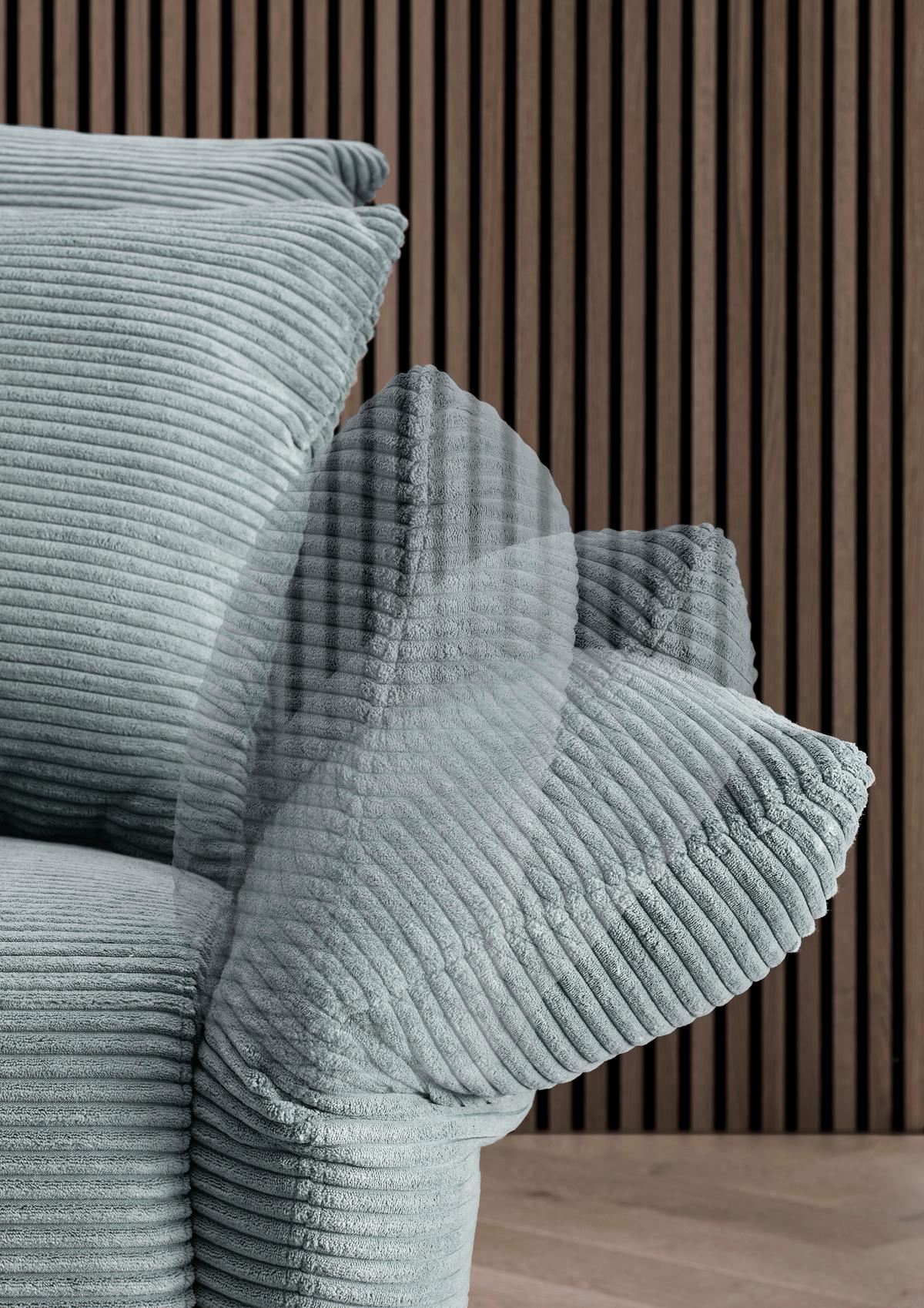 Wohnlandschaft Vanilla Hellblau Cord - Schwarz/Hellblau, Design, Textil/Metall (178/264-302cm) - Livetastic