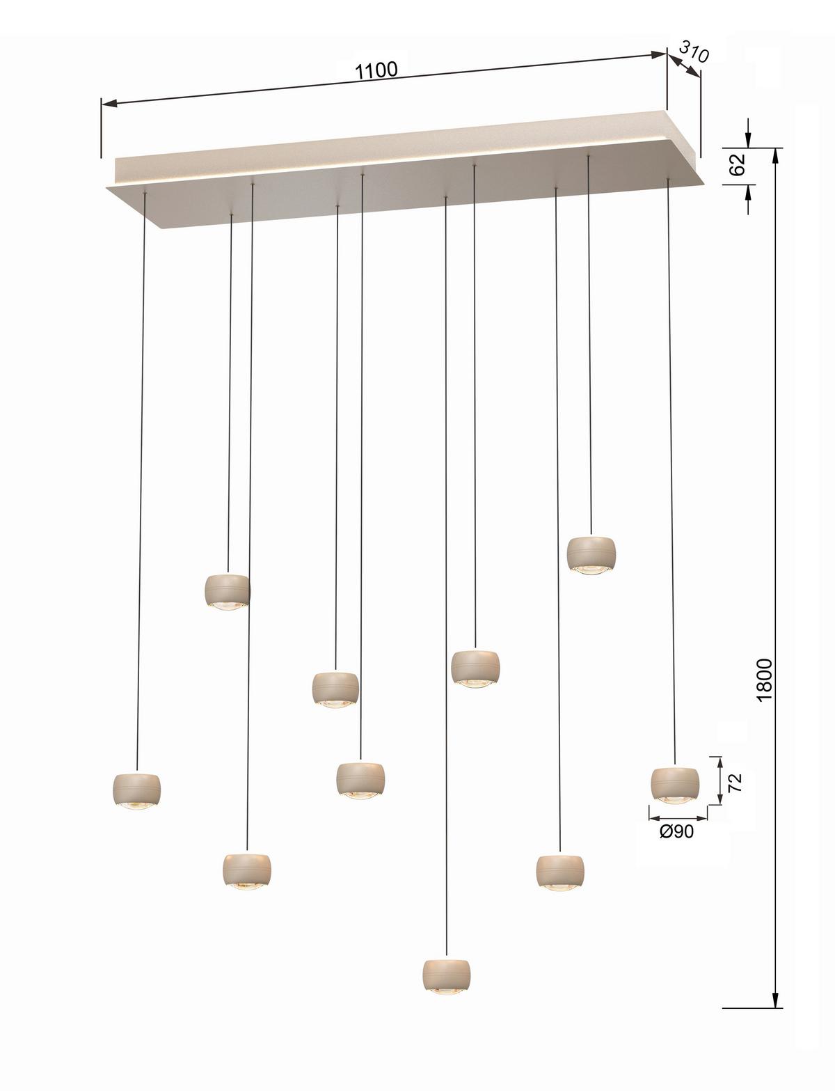 LAMPA WISZĄCA LED 7039-1013 QUIBERON - kolor piaskowy, Design, metal (110/31/180cm)