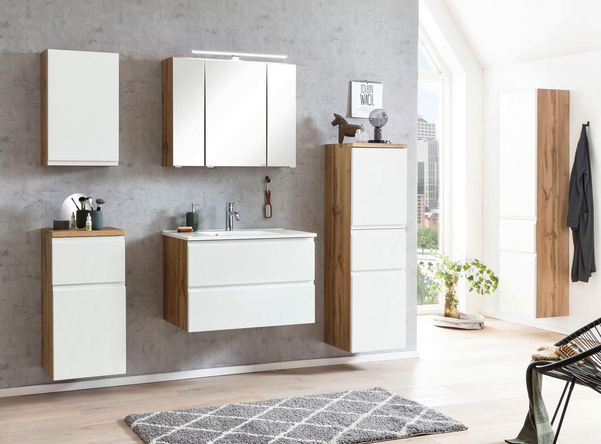 Hängeschrank Varese ca. 40x79 cm Weiß/Eiche - Eiche Wotan/Weiß, MODERN, Holzwerkstoff (40/79/35cm) - Held