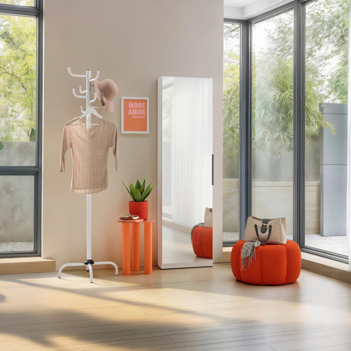 Schuhschrank Calma Weiss Schuhe bis Gr. 43 - Weiss/Alufarben, Konventionell, Holzwerkstoff/Kunststoff (50/179,7/20cm) - Mömax