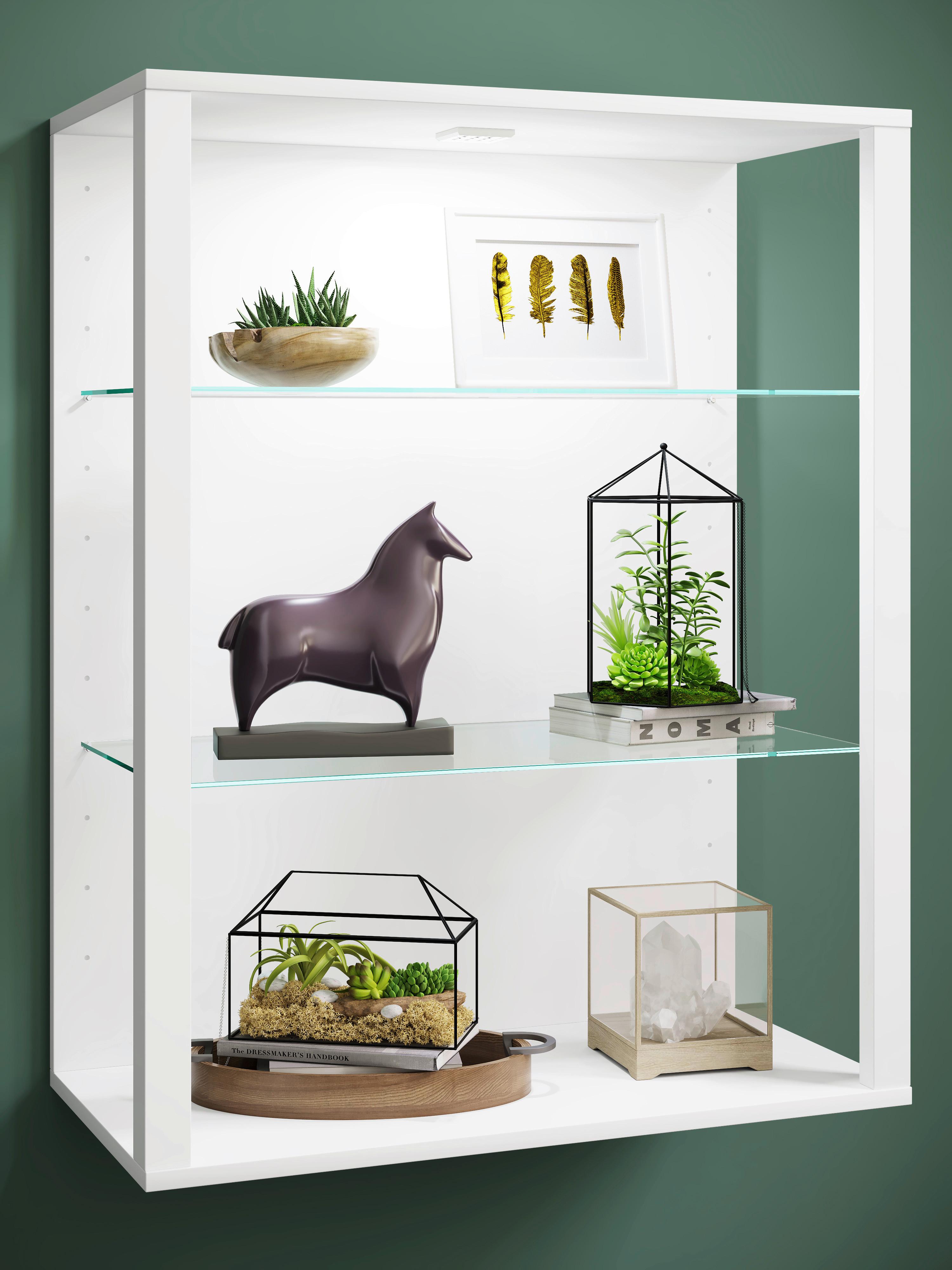 HÄNGEVITRINE GLASOL LW - Weiss, Design, Glas/Holzwerkstoff (70/90/35cm) - MID.YOU