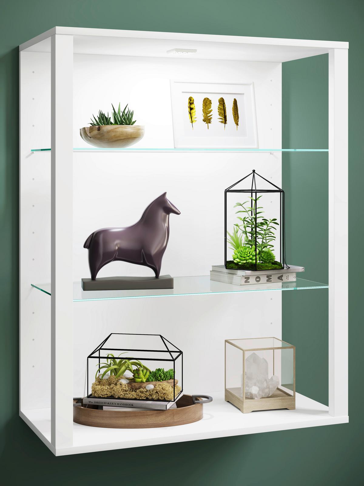 HÄNGEVITRINE GLASOL LW - Weiss, Design, Glas/Holzwerkstoff (70/90/35cm) - MID.YOU