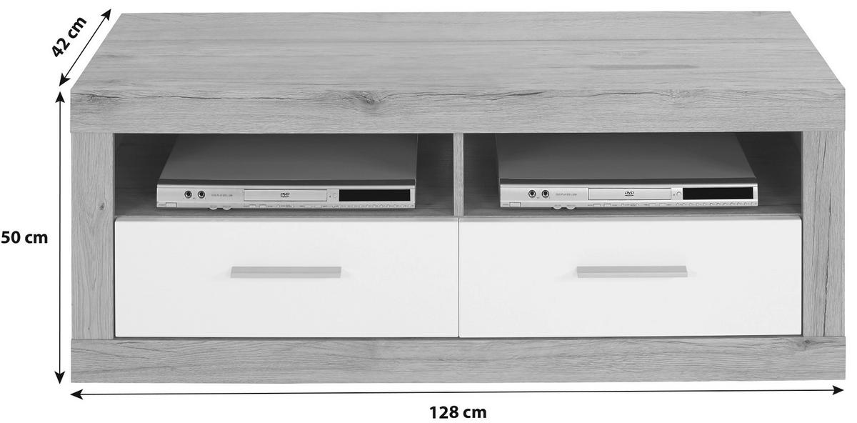 Tv Komoda Malta - bijela/siva, Moderno, drvni materijal/plastika (128/50/42cm) - Modern Living