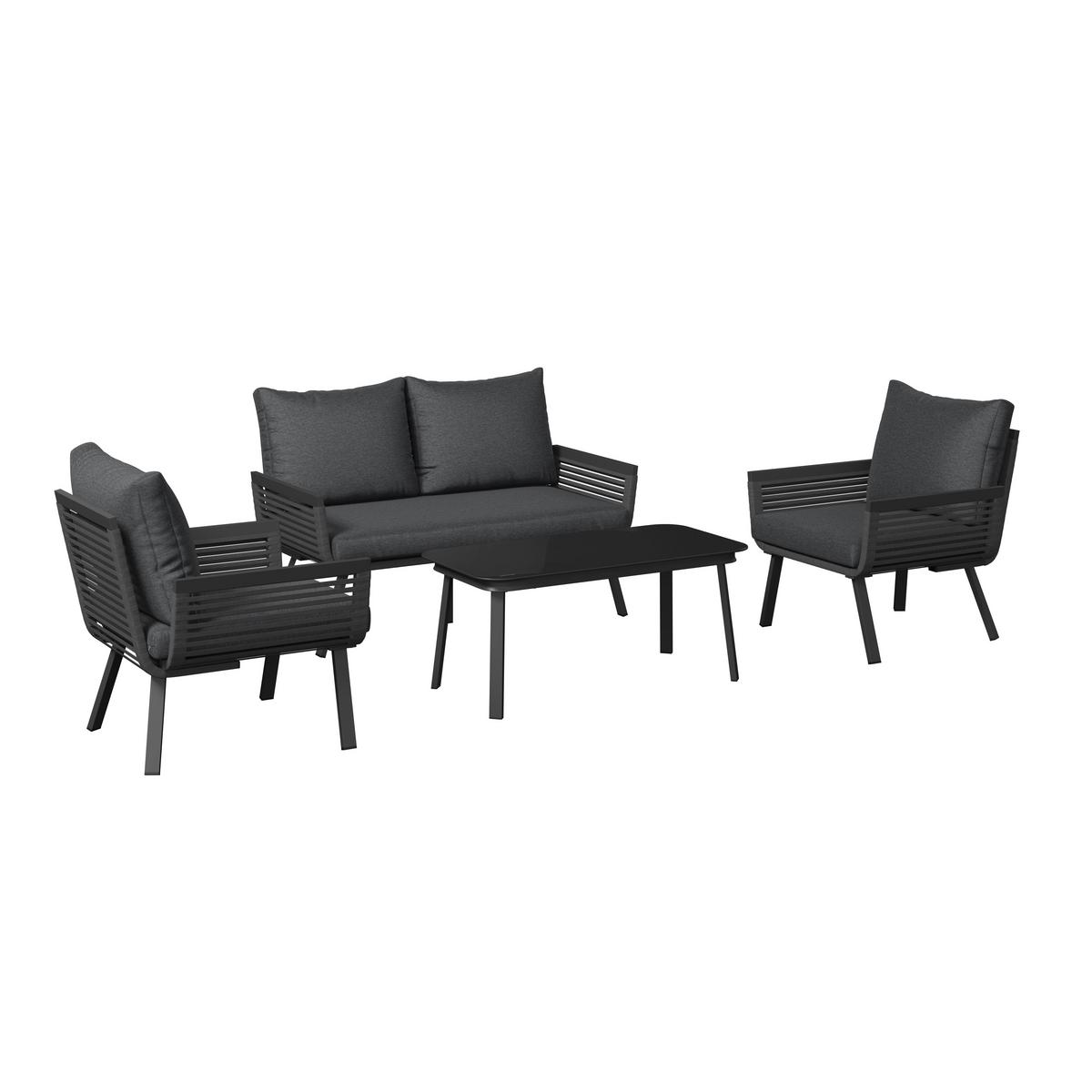 KOMPLET MEBLI TARASOWYCH VICTORIA - antracytowy/czarny, Modern, metal/tkanina (125/74/74cm) - Ambia Garden
