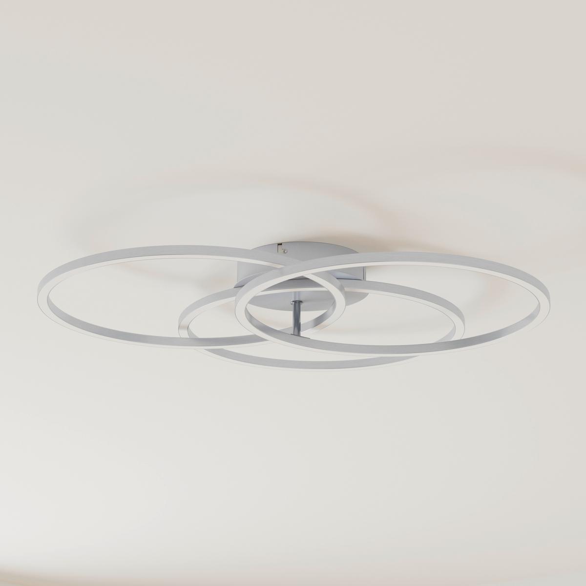 LAMPA SUFITOWA LED FONTANA *SBN* - kolor aluminiowy, Design, tworzywo sztuczne/metal (71/52/9cm) - Novel