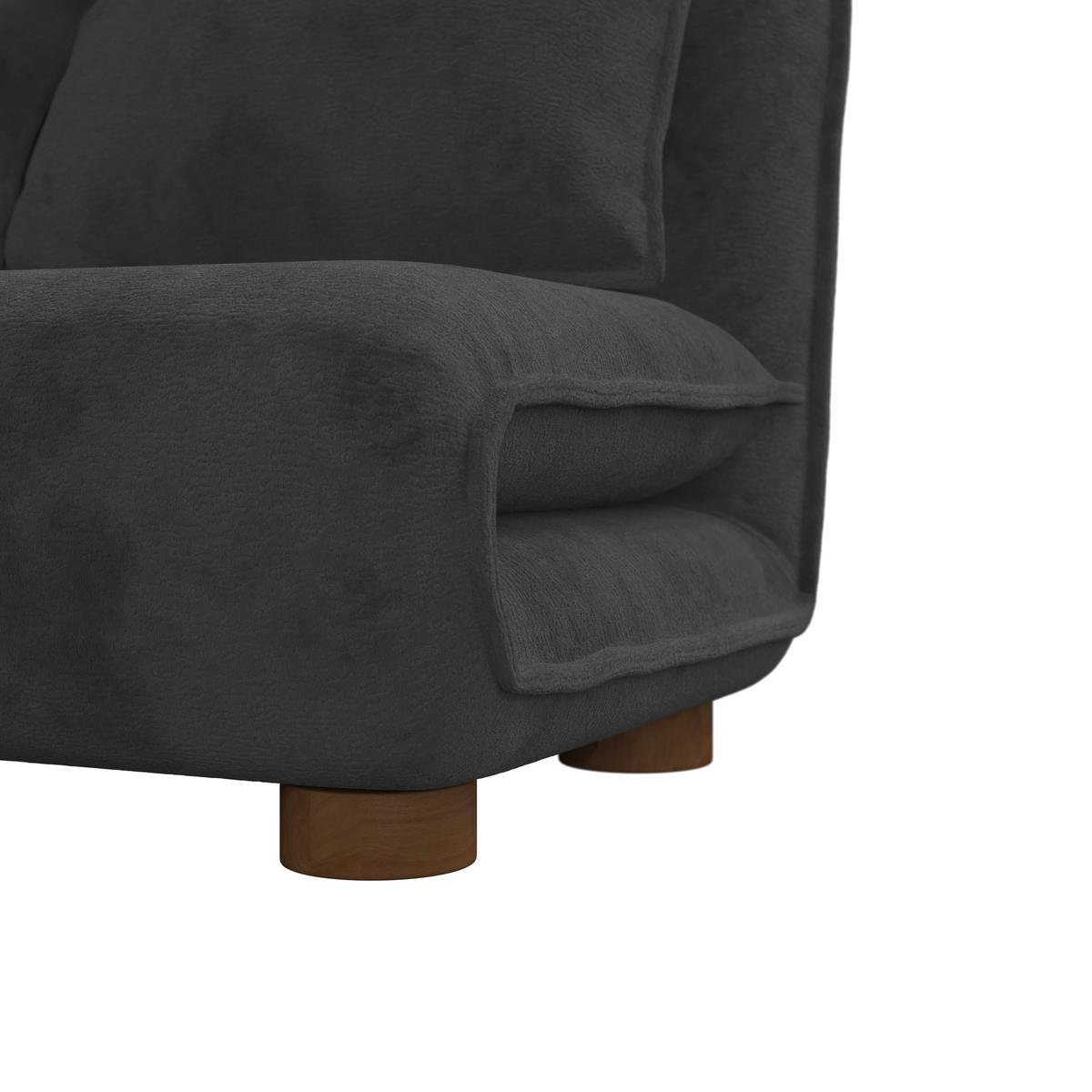 Schlafsofa Bella Dunkelgrau Bouclé - Dunkelgrau/Naturfarben, MODERN, Holz/Textil (141/77/85cm) - Bessagi Home
