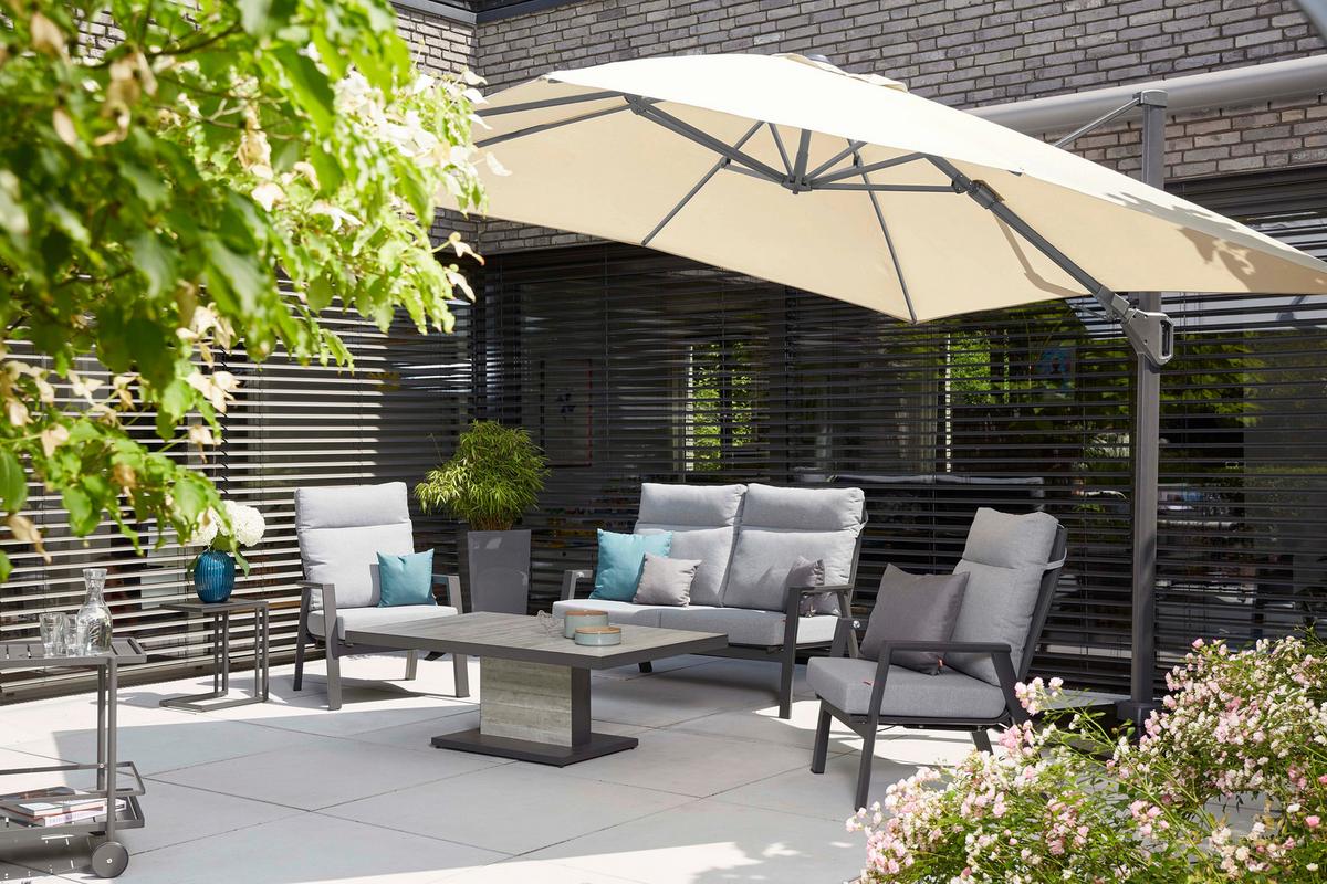 Ampelschirm Sunset N+ B: 300 H: 255 cm Anthrazit/Creme - Anthrazit/Creme, KONVENTIONELL, Textil/Metall (300/300cm) - Siena Garden