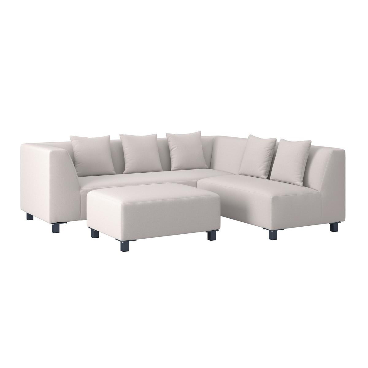 Loungegarnitur Andonia Hellgr. Outdoorstoff/Metall +Abdeckung - Hellgrau/Grau, MODERN, Textil/Metall (227/72/85cm) - Bessagi Garden