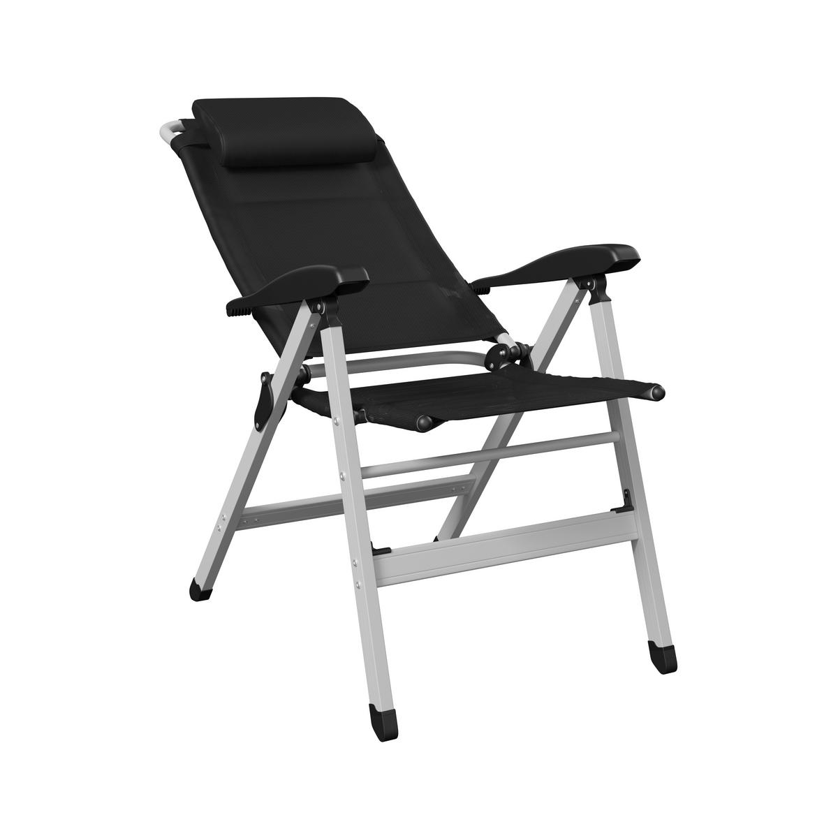 Gartenstuhl Geri Schwarz/Silberfarben - Silberfarben/Schwarz, Basics, Textil/Metall (74/117/60cm)