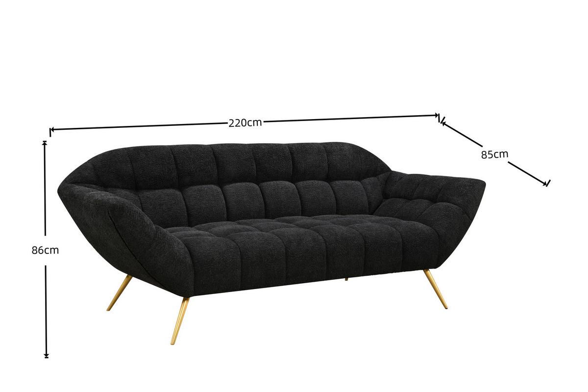 Trosed Janine, Črna - zlate barve/črna, Design, kovina/tekstil (220/85/85cm) - Livetastic