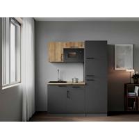 Küchenblock Oliver m. Geräten Grau - Eiche Artisan/Grau, Trend, Holzwerkstoff/Metall (160cm) - Respekta