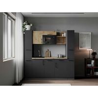 Küchenblock Oliver m. Geräten Grau - Eiche Artisan/Grau, Trend, Holzwerkstoff/Metall (205cm) - Respekta
