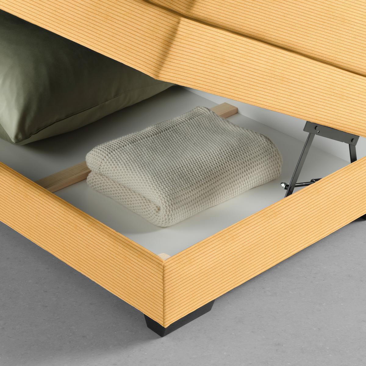 Boxspringbett Sevilla Senfgelb ca. 180x200cm - Senfgelb/Schwarz, KONVENTIONELL, Holz/Kunststoff (180/200cm) - Premium Living