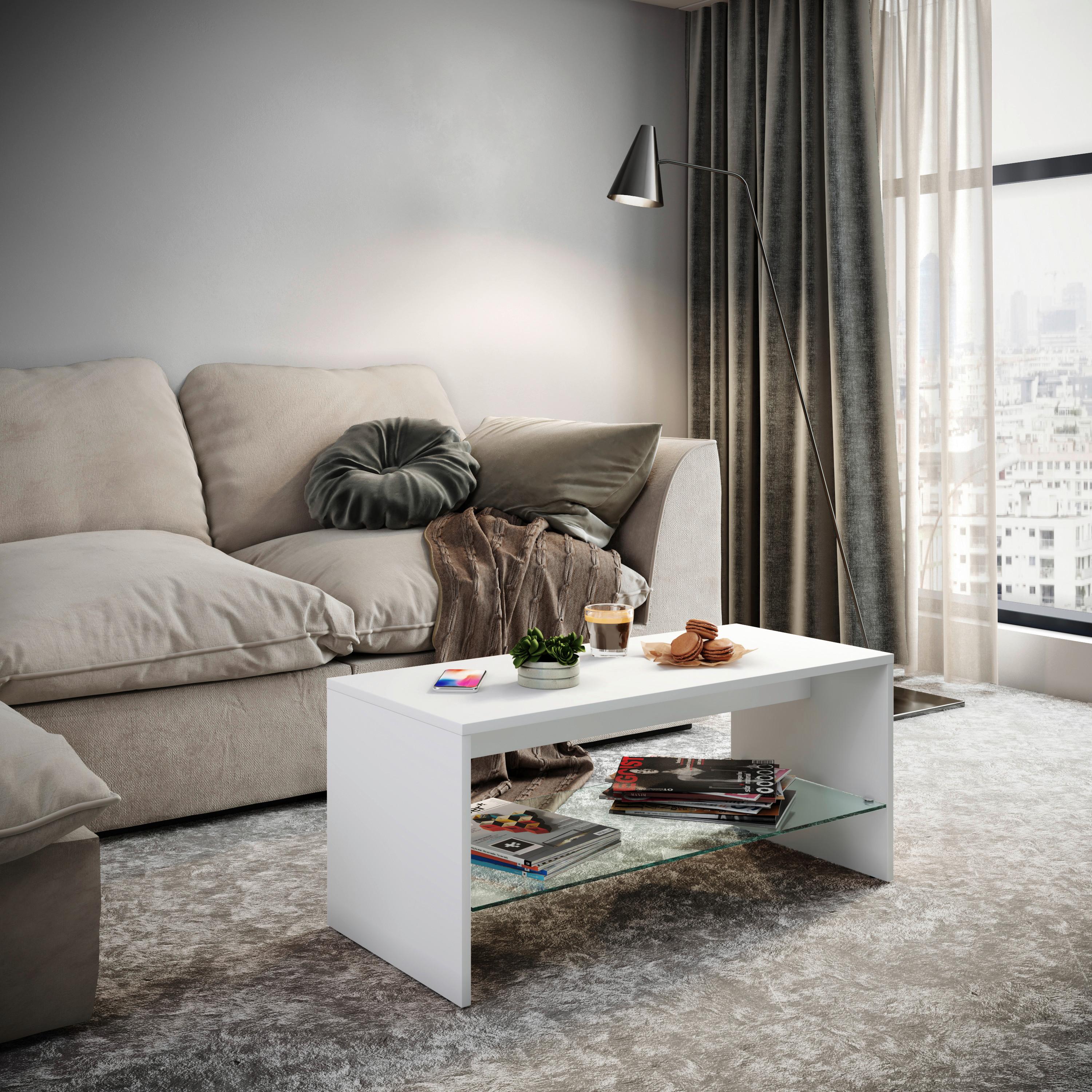 Klubska Miza Wisal, Bela - bela, Moderno, leseni material (90/40/40cm) - MID.YOU