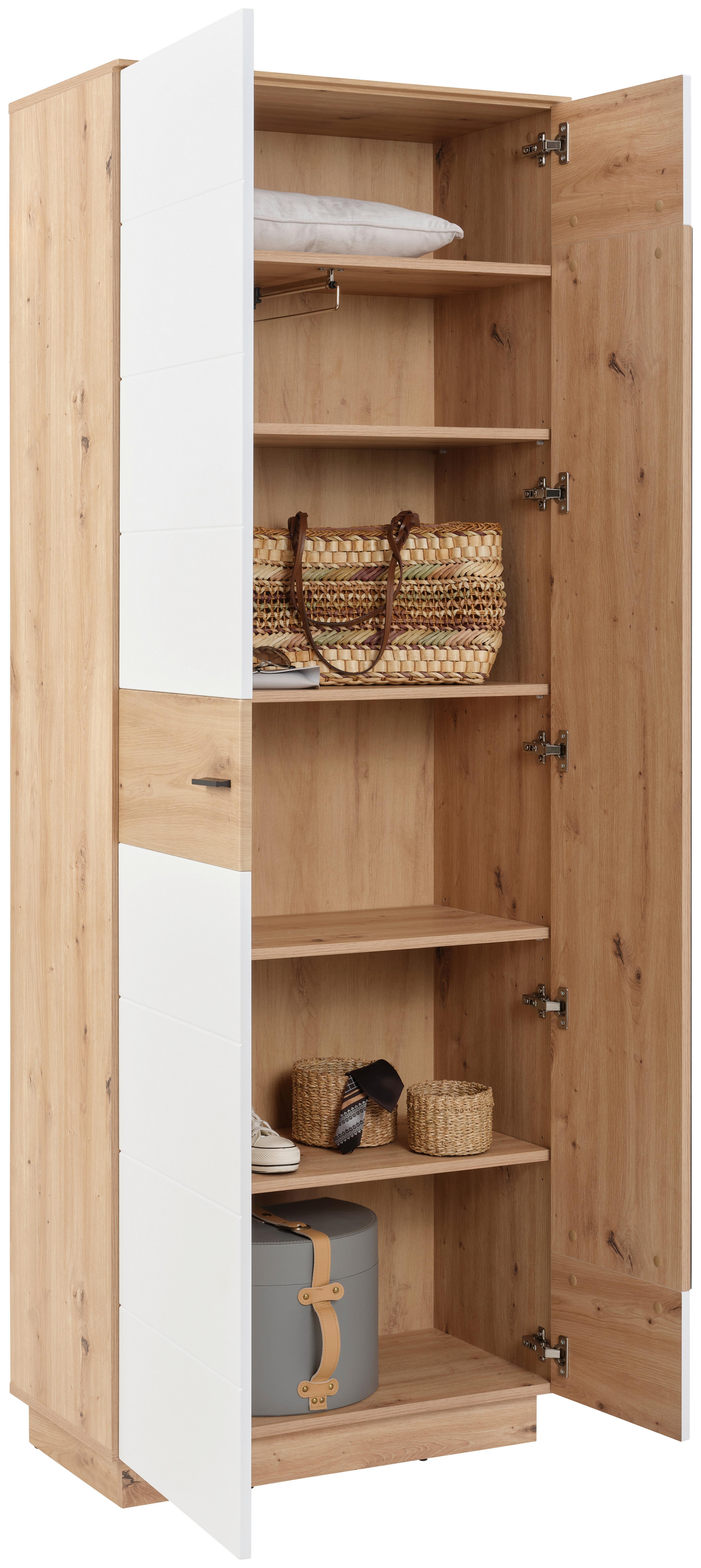 Garderobni Ormar Tonale - bijela/hrast Artisan, Konvencionalno, staklo/drvni materijal (75/207,4/40cm) - Modern Living