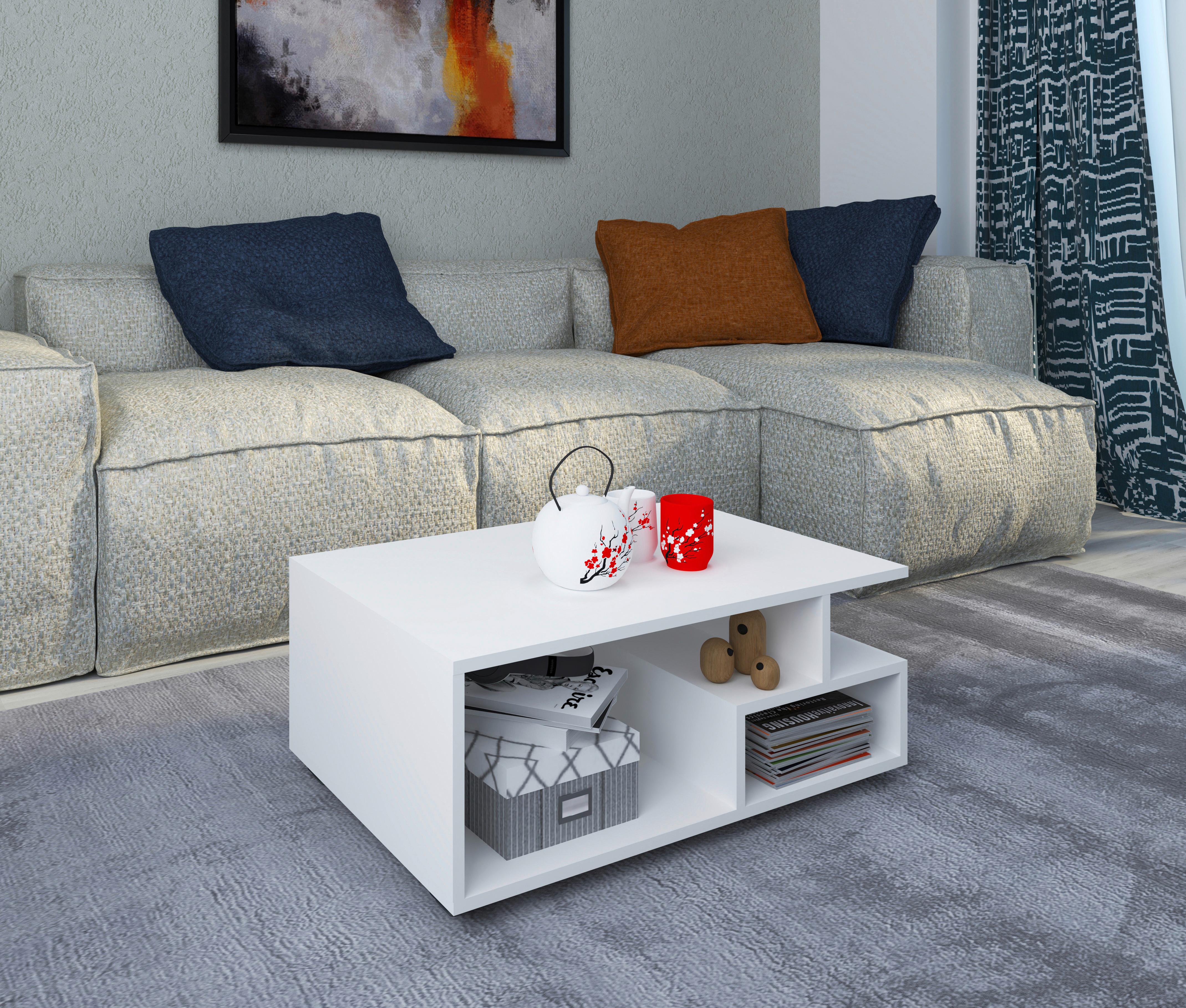 Klubska Miza Sulas, Bela, 80x50 - črna/bela, Moderno, leseni material (80/40/50cm) - MID.YOU