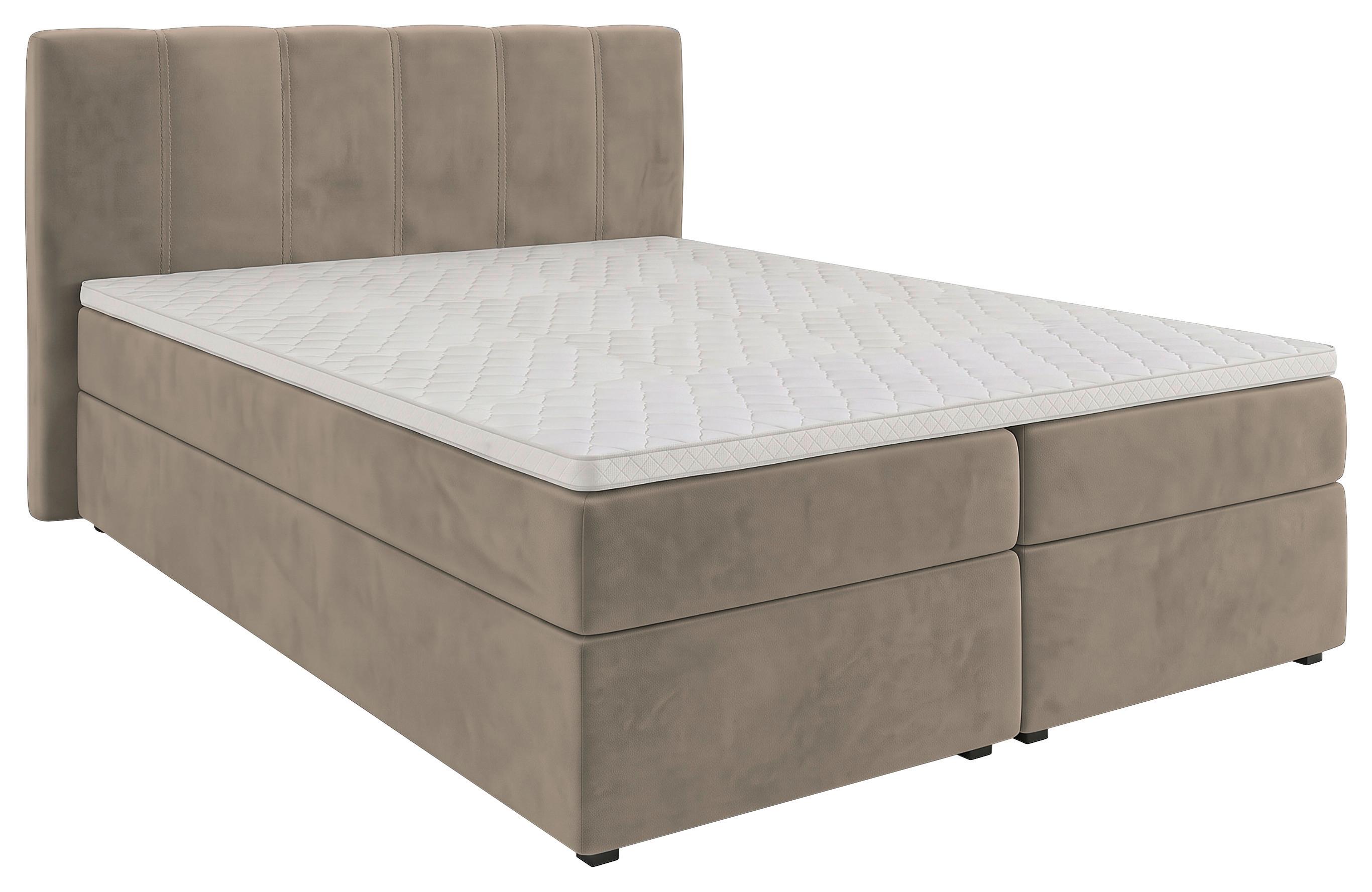 Boxbett Dana -Based- - Graubraun/Schwarz, Kunststoff/Textil (140/200cm) - Based