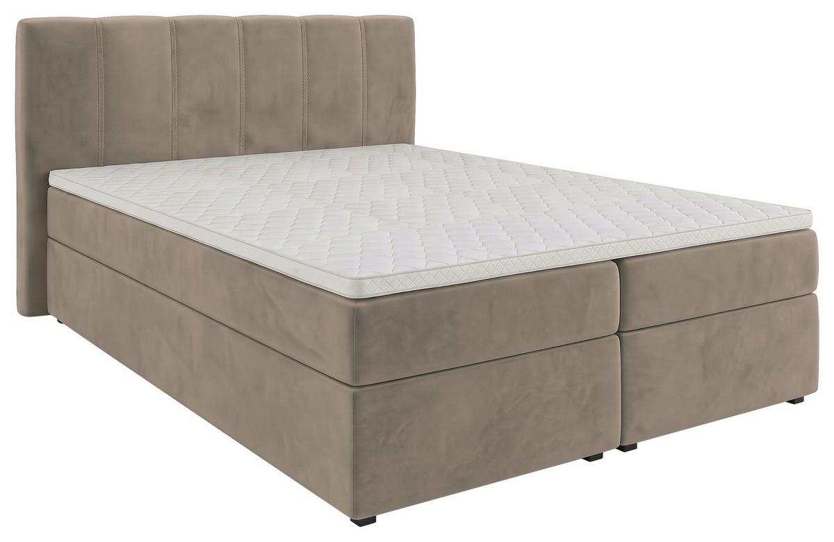 Boxbett Dana Graubraun ca. 140x200cm - Graubraun/Schwarz, Kunststoff/Textil (140/200cm) - Based