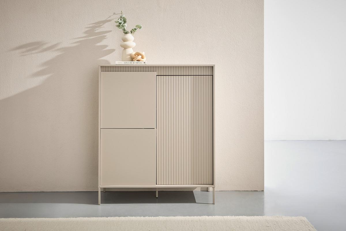 KOMODA WYSOKA SELINA - kaszmir, Trend, materiał drewnopochodny/metal (102,8/123,2/40cm) - Xora