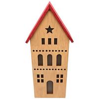 Dekohaus Woody Naturfarben/Rot - Rot/Naturfarben, KONVENTIONELL, Holzwerkstoff (10,5/25/6cm) - Mömax