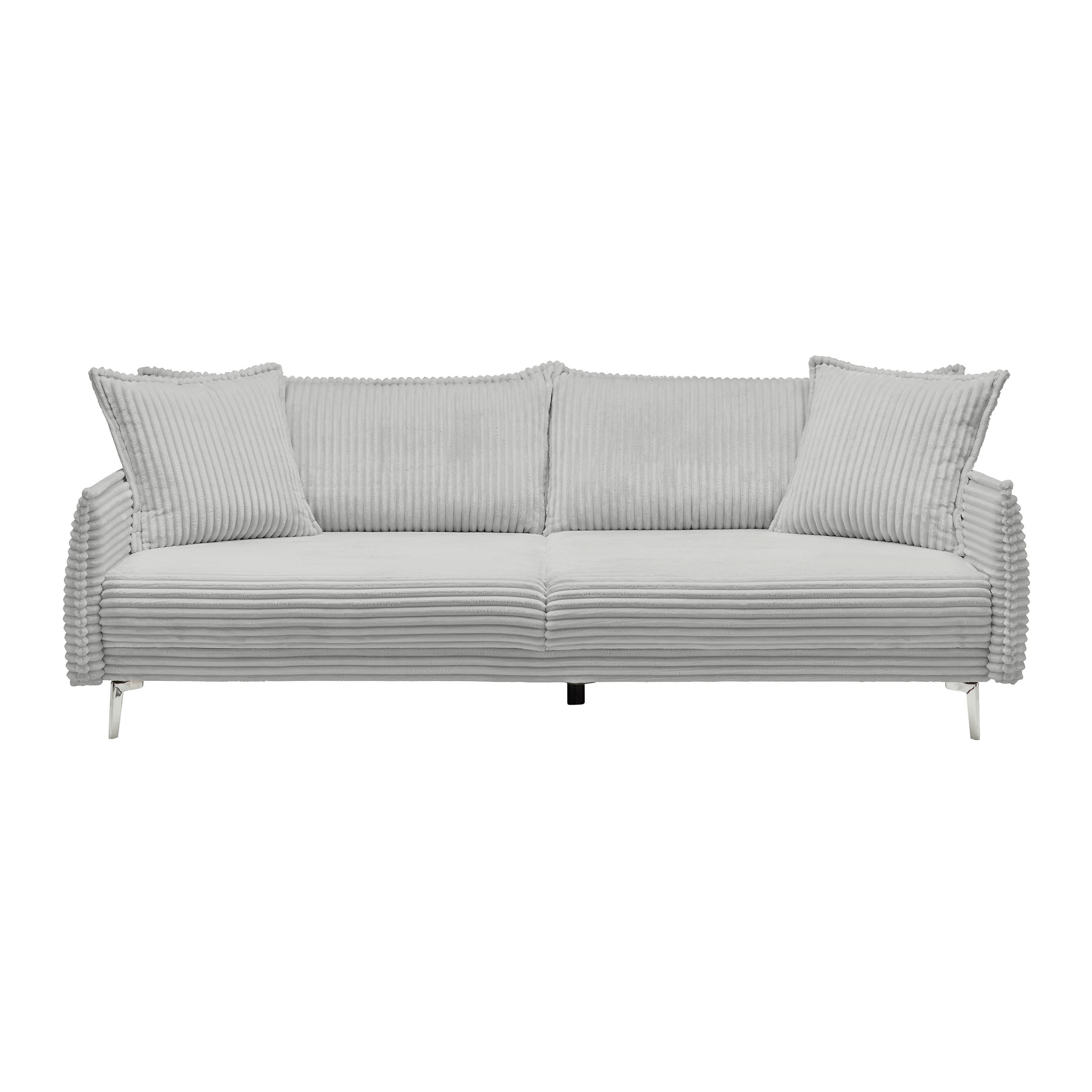 Bigsofa Kiss Hellgrau - Chromfarben/Hellgrau, MODERN, Holz/Metall (241/90/117cm) - Mömax
