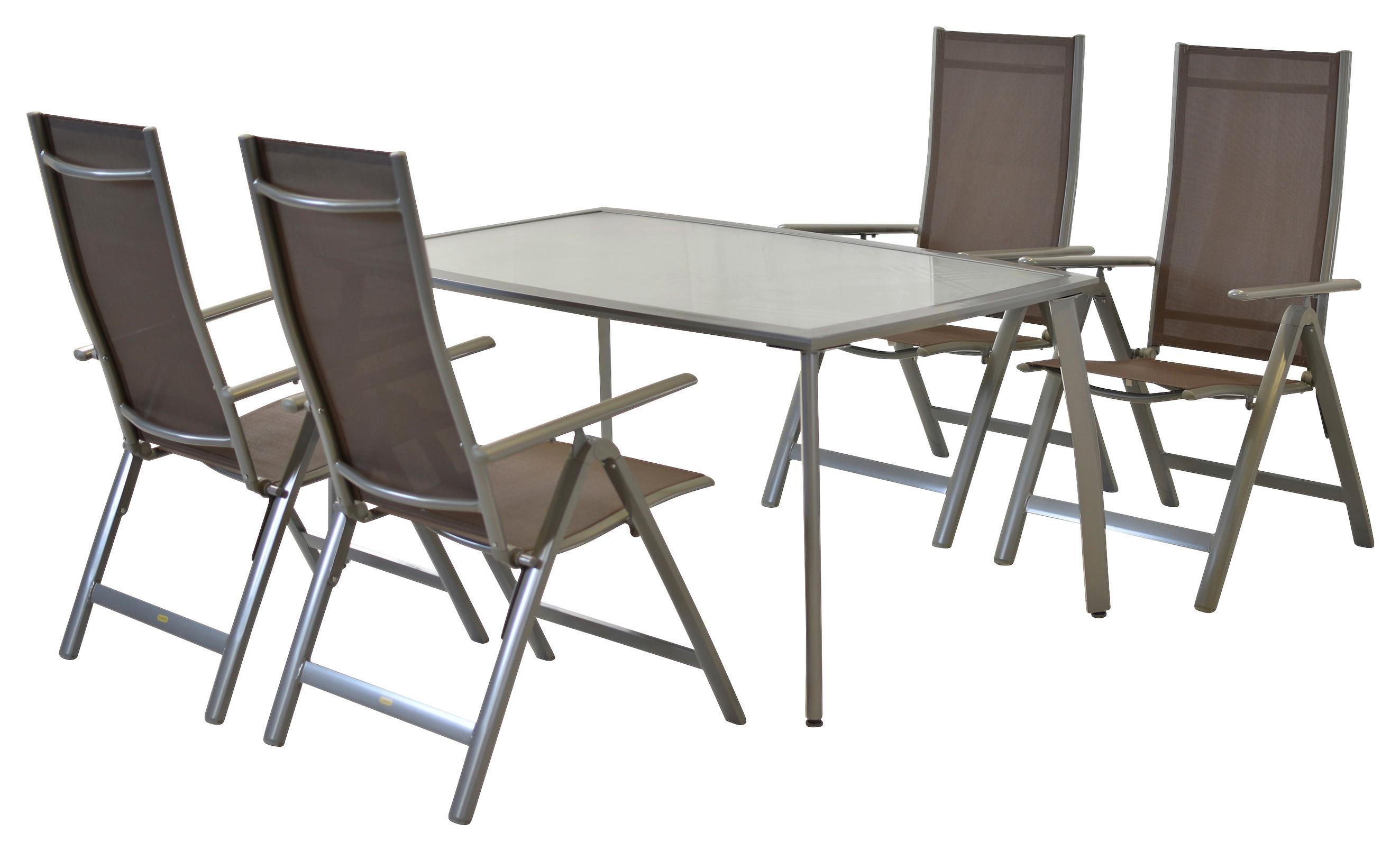 Vrtni Set Carrara, 5-Delni - srebrne barve/rjavosiva, Moderno, kovina/tekstil - Gardenson