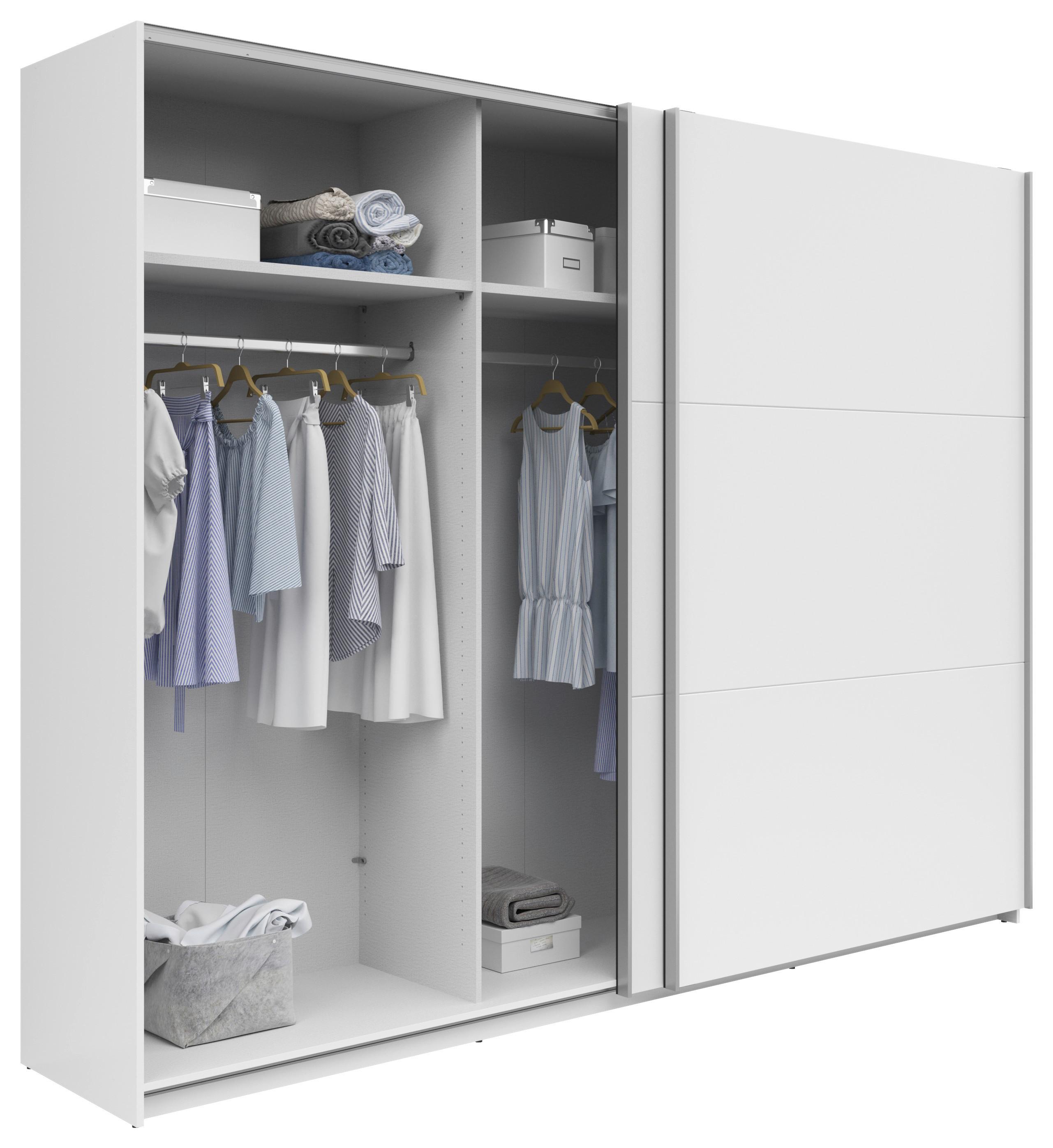 Ormar S Kliznim Vratima Saturn - bijela/srebrne boje, Konvencionalno, drvni materijal/metal (270/210/59cm) - Based