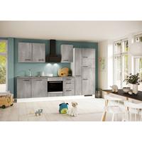 Küchenblock inkl. 5 E-Geräte IP1200 Grau/Weiß - Eichefarben/Schwarz, Trend, Holzwerkstoff/Metall (310cm) - Impuls