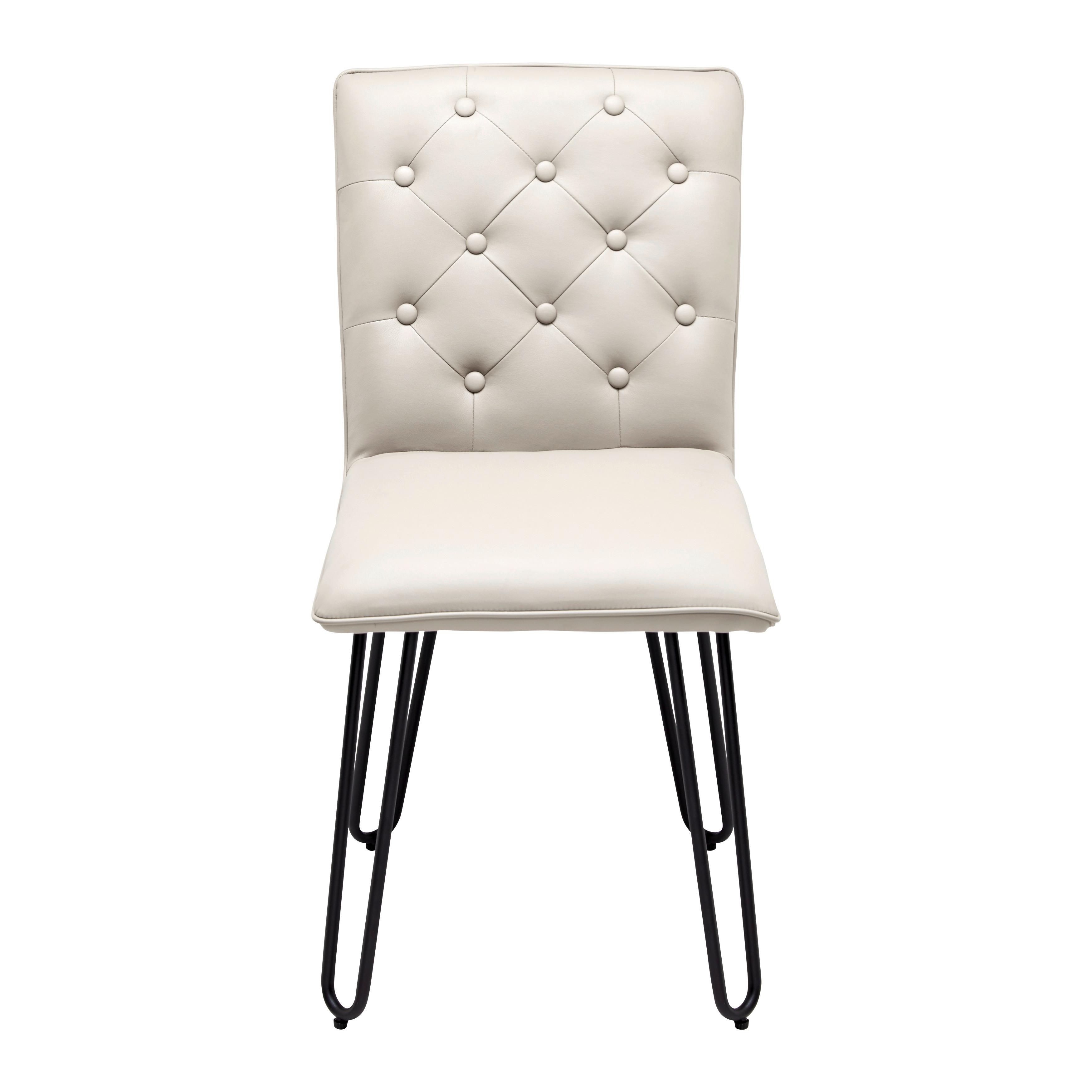 Stuhl "Ivie", Lederlook, taupe, Gepolstert - Taupe/Schwarz, MODERN, Holz/Textil (43/86/62cm) - Bessagi Home