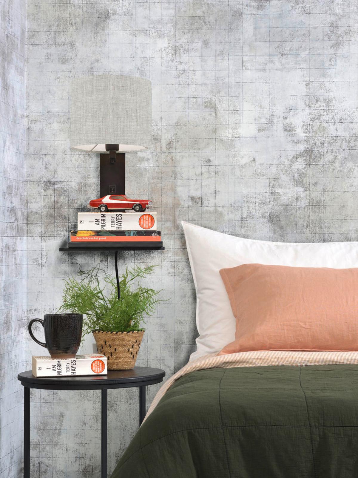 Stenska Svetilka Andes, Naravna Barva, Črna - črna, Trend, tekstil/les (19/24/36cm) - Good & Mojo