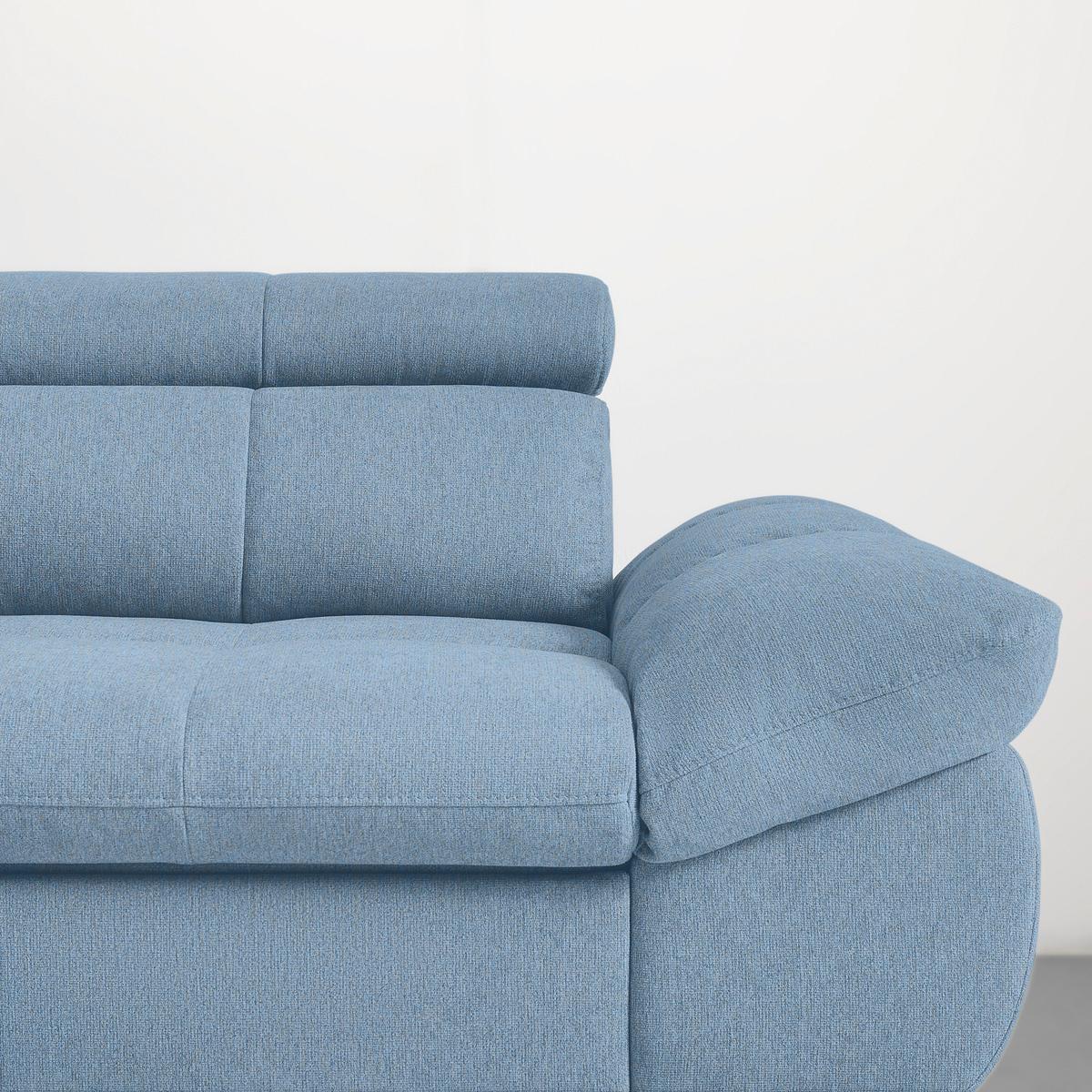 Wohnlandschaft Alberto Hellblau - Schwarz/Hellblau, MODERN, Textil/Metall (296/78/201cm) - Mömax