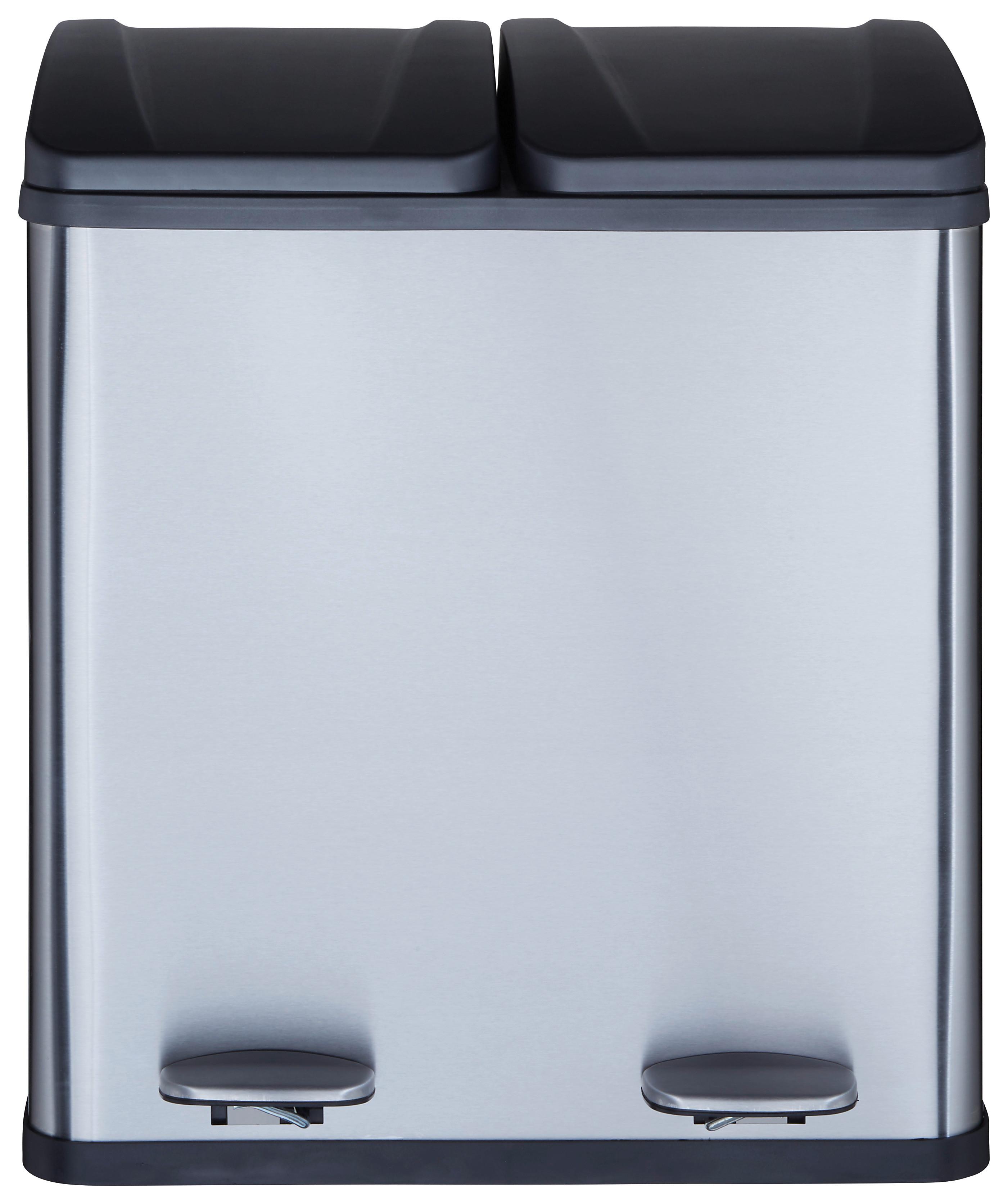 Treteimer Trash ca. 40l - Silberfarben/Schwarz, MODERN, Kunststoff/Metall (46,3/37,1/52,6cm) - Mömax