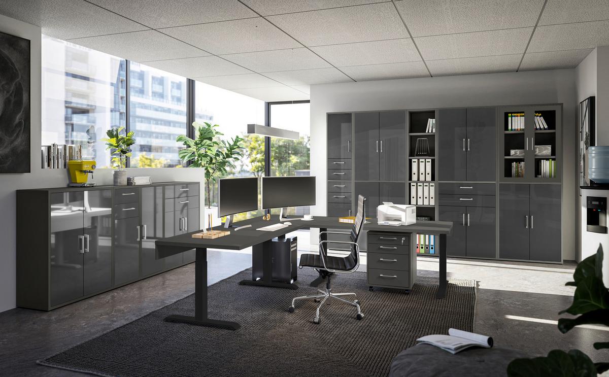 Regal Big Profi Office - Anthrazit/Schwarz, Modern, Holzwerkstoff/Kunststoff (82/218/40cm) - Mömax