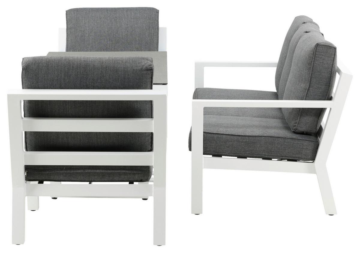 Loungegarnitur Barcelona Grau/Weiß Metall/Textil - Weiß/Grau, Basics, Textil/Metall - Gardenson