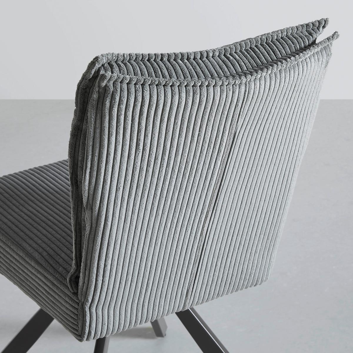 Stol Fina, Siva, Rebrasti Žamet - temno siva/siva, Moderno, kovina/tekstil (49/91/64cm) - Bessagi Home