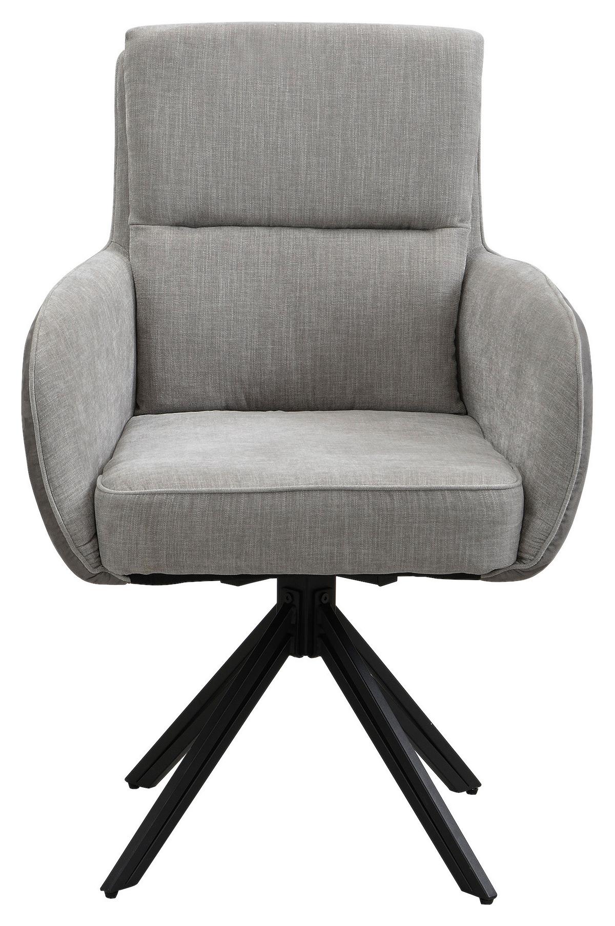 STUHL-SET TINO - Hellgrau/Schwarz, MODERN, Textil/Metall (62/94/70cm) - MID.YOU