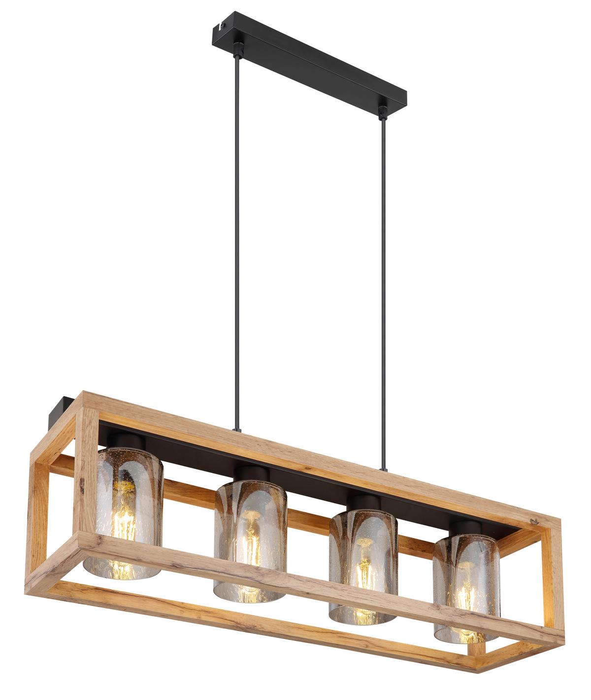 Hängeleuchte Pettey max. 40 Watt - Dunkelbraun/Schwarz, ROMANTIK / LANDHAUS, Glas/Holzwerkstoff (75/20/120cm)