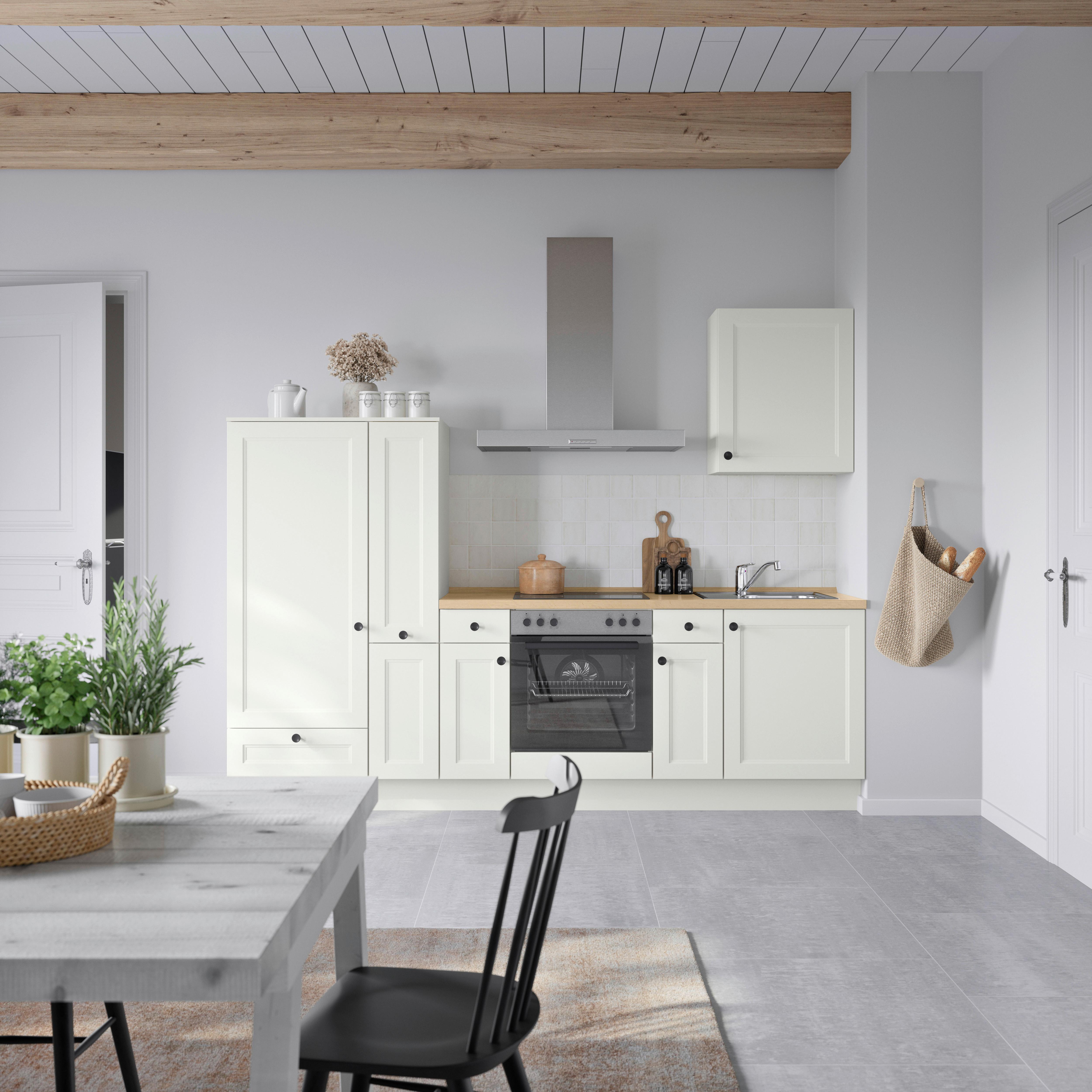 Küchenblock Cascada Low m. Geräten Weiß - Eichefarben/Schwarz, MODERN, Holzwerkstoff/Metall (270cm) - Nobilia