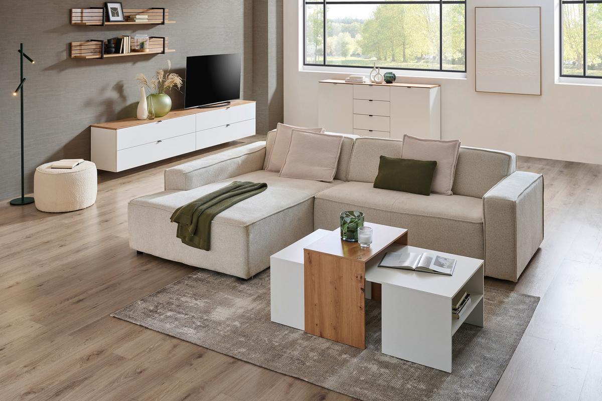 SZAFKA RTV DIANA   -HOM IN- - czarny/biały, Modern, materiał drewnopochodny/metal (140/62/44cm) - Hom`in