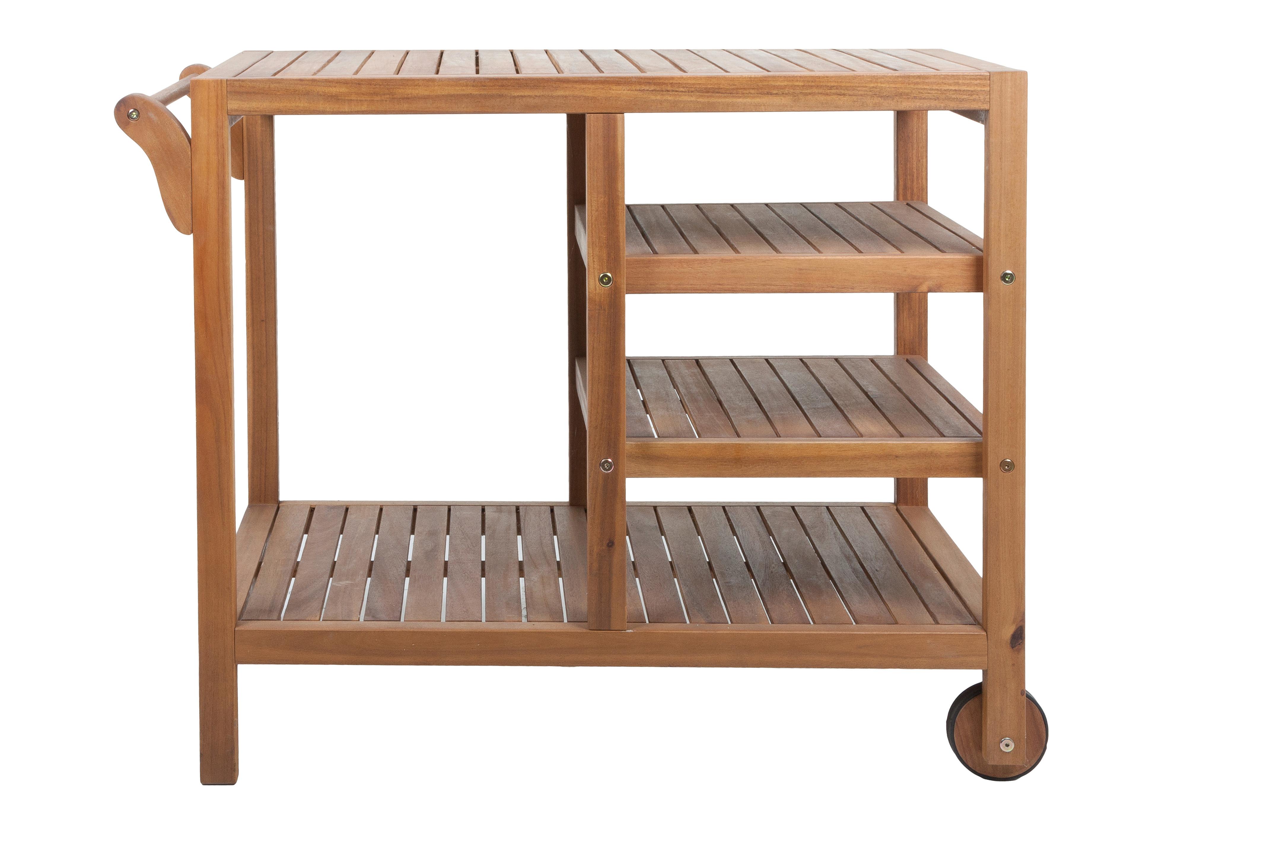 Servierwagen Akron ca. 55x75x89 cm Holz - Schwarz/Akaziefarben, Basics, Holz (54,5/75/89cm) - Gardenson
