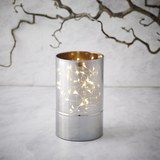 Windlicht Niclas inkl. Led Ø/h ca. 9/15 cm - Silberfarben, MODERN, Glas (9/15cm) - Mömax modern living