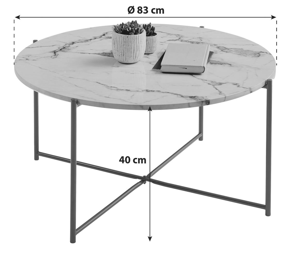 STOLIK KAWOWY MIREGLIA -TREND- - czarny/biały, Trend, materiał drewnopochodny/metal (83/83/40cm) - MID.YOU