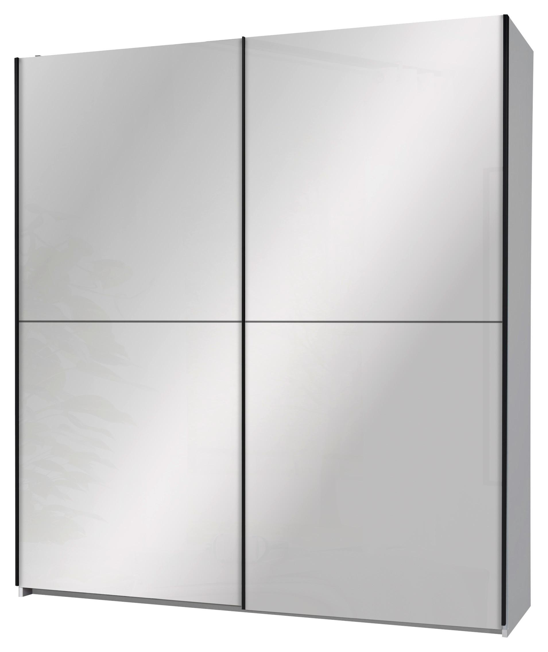 Dulap cu uși culisante NOEMI - alb, Trend, sticlă/material pe bază de lemn (215/210/60cm) - Modern Living