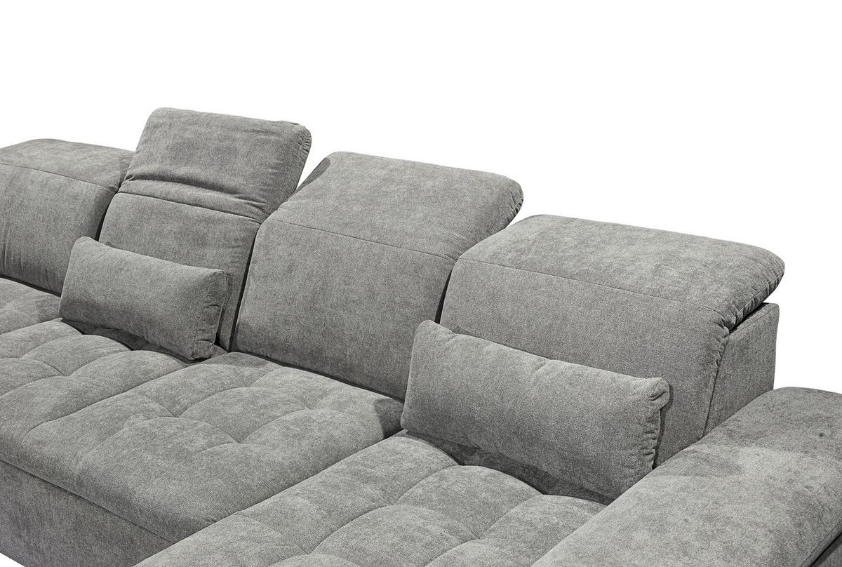 Wohnlandschaft Wayne U inkl. Kissen Schlammfarben - Schlammfarben/Silberfarben, KONVENTIONELL, Kunststoff/Textil (240/340/188cm) - MID.YOU