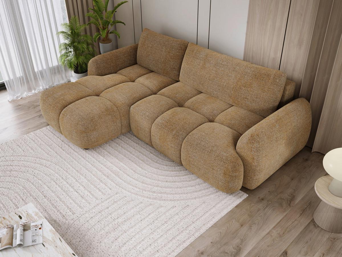 Sarokkanapé Wind - aranybarna/barna, Modern, textil (183/68-82/273cm) - Premium Living
