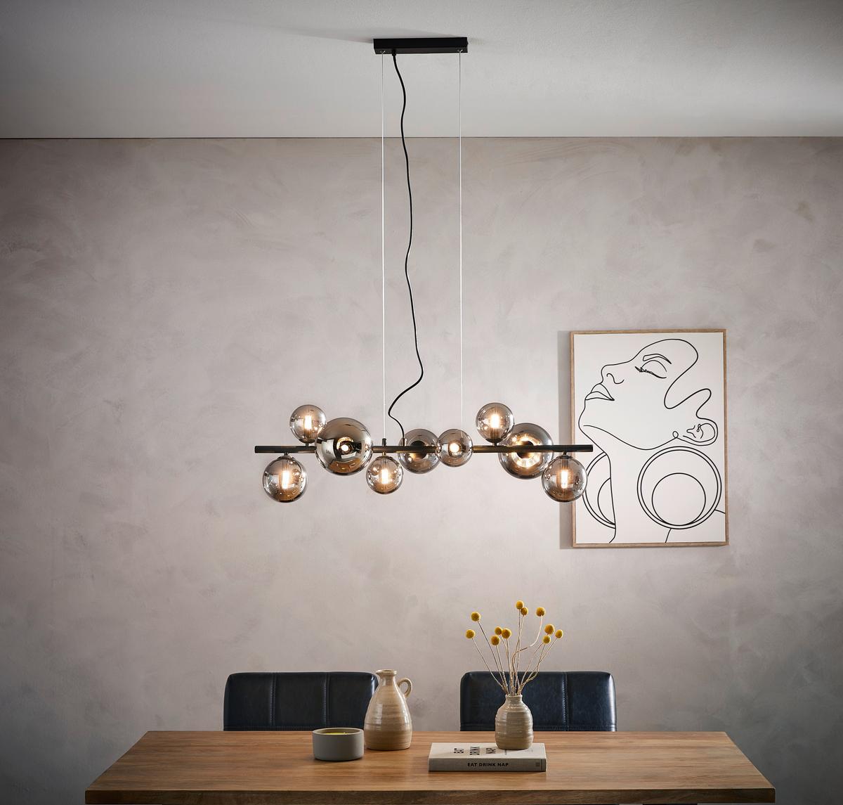 LAMPA WISZĄCA LED VILLA - czarny, Design, metal/szkło (87/34,5/120cm) - Dieter Knoll